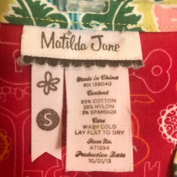 Matilda Jane Button Down 3/4 Sleeve Shirtdress. Size Small - Picture 6 of 8